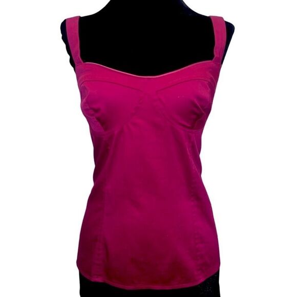 Guess Hot Pink Fuschia Magenta Corset Bustier Coquette Sweetheart Neck Top 💜 - Picture 1 of 12